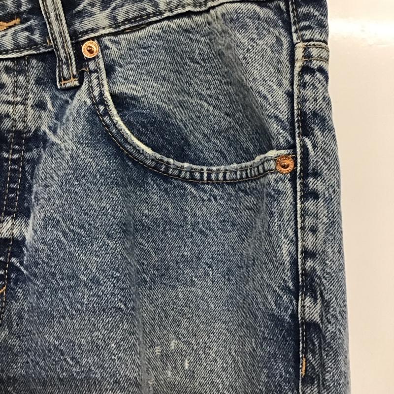 ザラ ZARA パンツ デニム、ジーンズ デニムパンツ ワイドパンツ カジュアルパンツ 40 ダメージ加工 インディゴ / インディゴ / メンズ USED 古着 中古 10132704