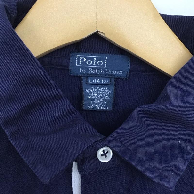 ポロバイラルフローレン Polo by RALPH LAUREN ポロシャツ 半袖 半袖ポロシャツ 半袖カットソー カラーシャツ L ロゴ、文字 紺 / ネイビー / メンズ USED 古着 中古 10132670