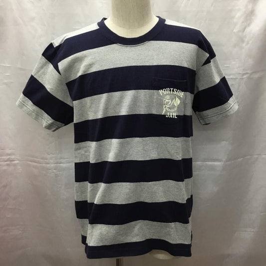 ナッカード KNACKERED Tシャツ 半袖 半袖カットソー プリントTシャツ クルーネックカットソー ボーダーカットソー XL ボーダー柄 灰 / グレー / X 紺 / ネイビー /  メンズ USED 古着 中古 10108529