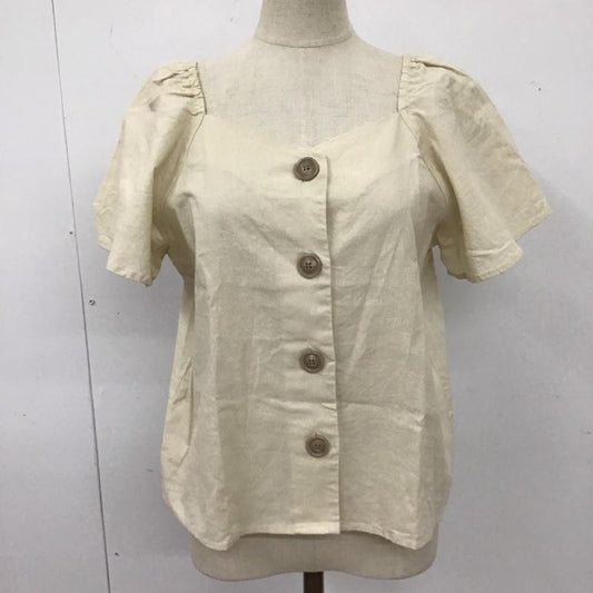 ナイスクラップ NICE CLAUP カットソー 半袖 半袖シャツカットソー ノーカラーシャツ 前開きシャツ FREE 無地 ベージュ / ベージュ /  レディース USED 古着 中古 10110899