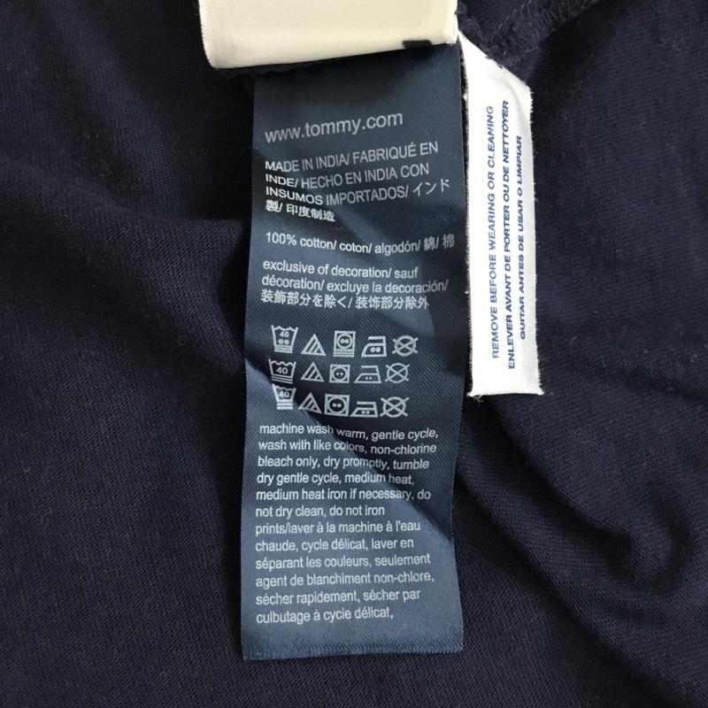 トミーヒルフィガー TOMMY HILFIGER Tシャツ 半袖 半袖カットソー プリントTシャツ クルーネックカットソー M ロゴ、文字 紺 / ネイビー /  メンズ USED 古着 中古 10109394
