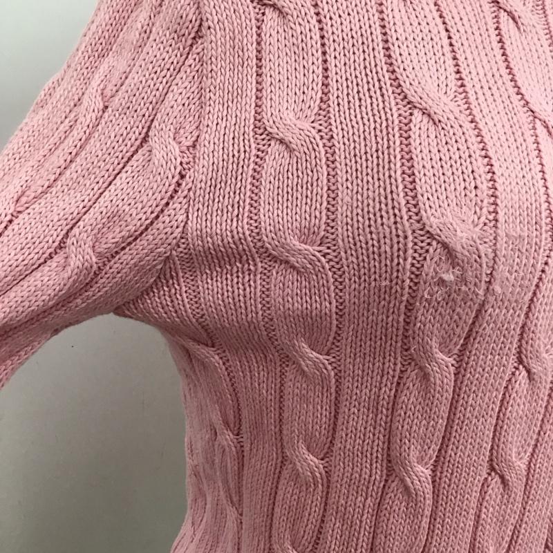 ポロラルフローレン POLO RALPH LAUREN ニット、セーター 長袖 コットンニット クルーネック ケーブル編み S ワンポイント 桃 / ピンク / レディース USED 古着 中古 10124973
