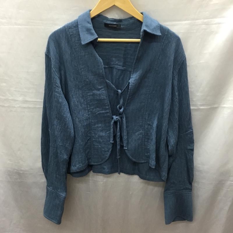 ジーナシス JEANASIS シャツ、ブラウス 長袖 js064512mc クレープフロントリボンシャツ 長袖シャツ FREE 無地 青 / ブルー / レディース USED 古着 中古 10122174