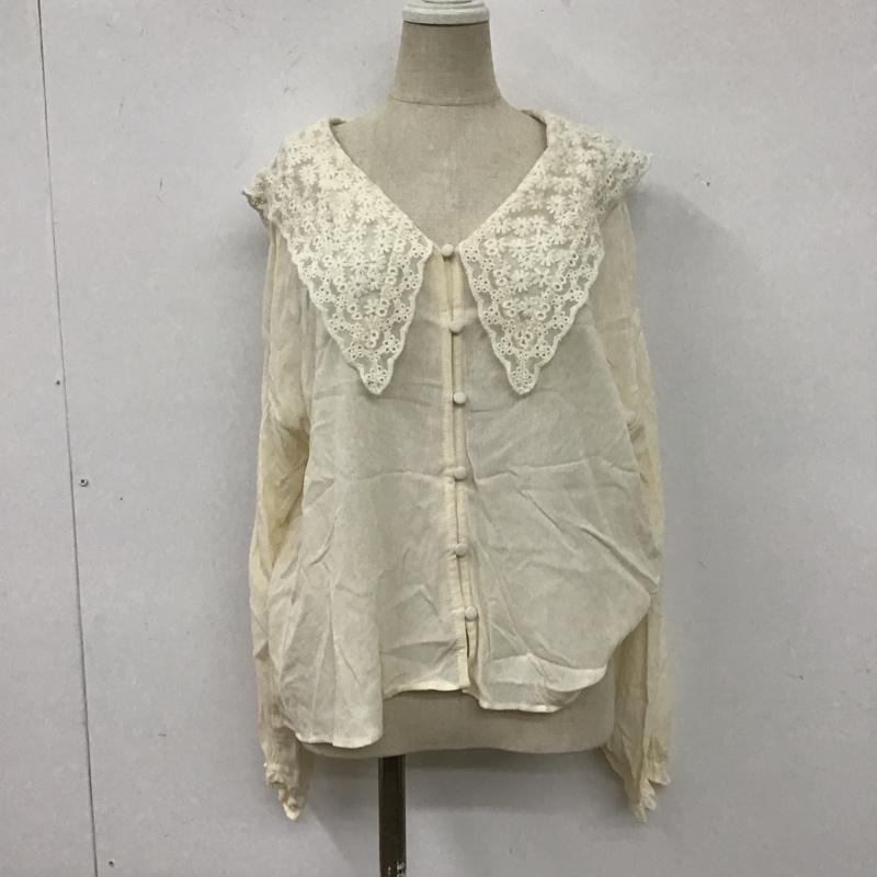 ザラ ZARA カットソー 長袖 7484 058 712 刺繍カラーブラウス ビッグカラー S 無地 アイボリー / アイボリー /  レディース USED 古着 中古 10107156