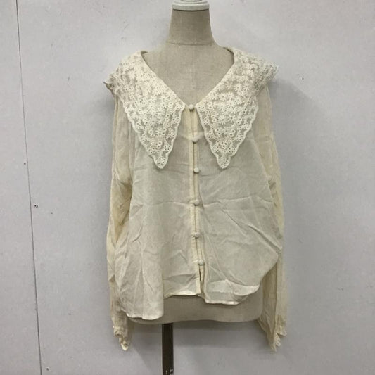 ザラ ZARA カットソー 長袖 7484 058 712 刺繍カラーブラウス ビッグカラー S 無地 アイボリー / アイボリー /  レディース USED 古着 中古 10107156