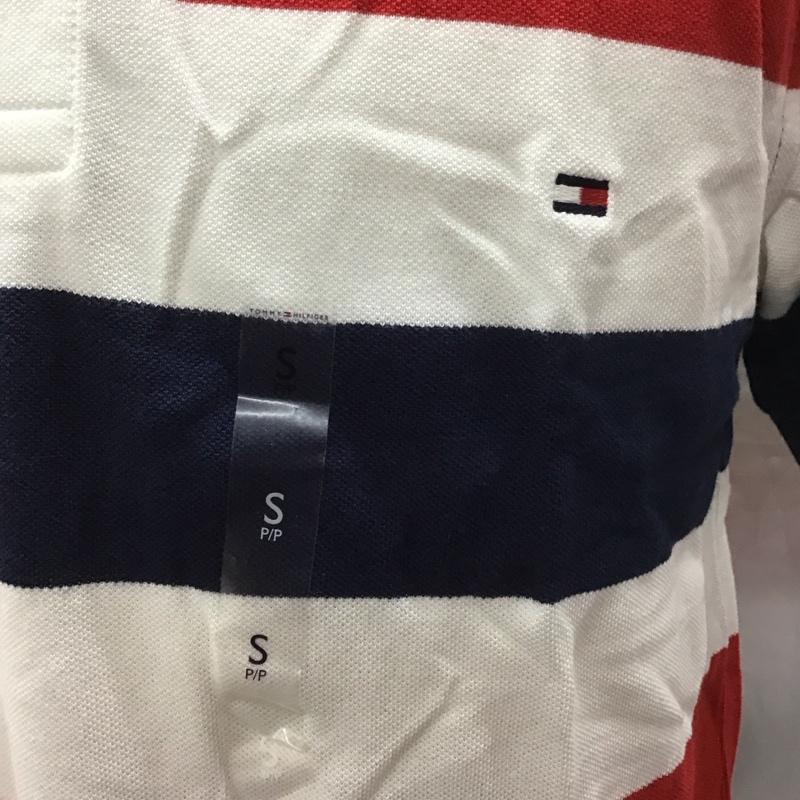 トミーヒルフィガー TOMMY HILFIGER ポロシャツ 半袖 半袖カットソー 半袖ポロシャツ カラーシャツ S ボーダー柄 白 / ホワイト / X 赤 / レッド / X 紺 / ネイビー /  メンズ USED 古着 中古 10111036