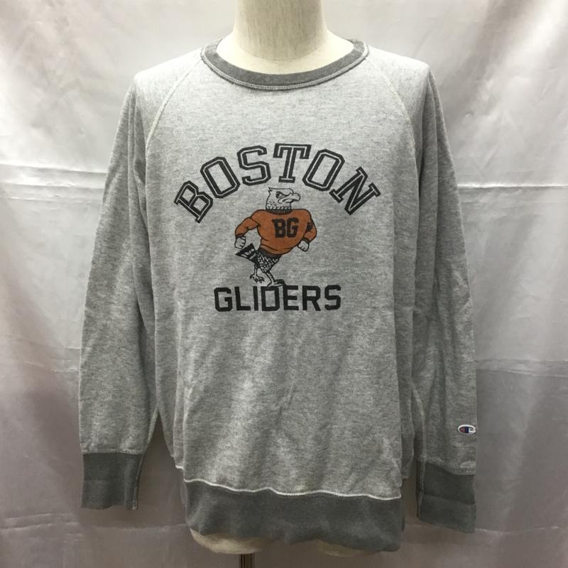 チャンピオン Champion カットソー 長袖 長袖カットソー クルーネックカットソー ロングスリーブカットソー ラグラン XL プリント 灰 / グレー /  メンズ USED 古着 中古 10108441