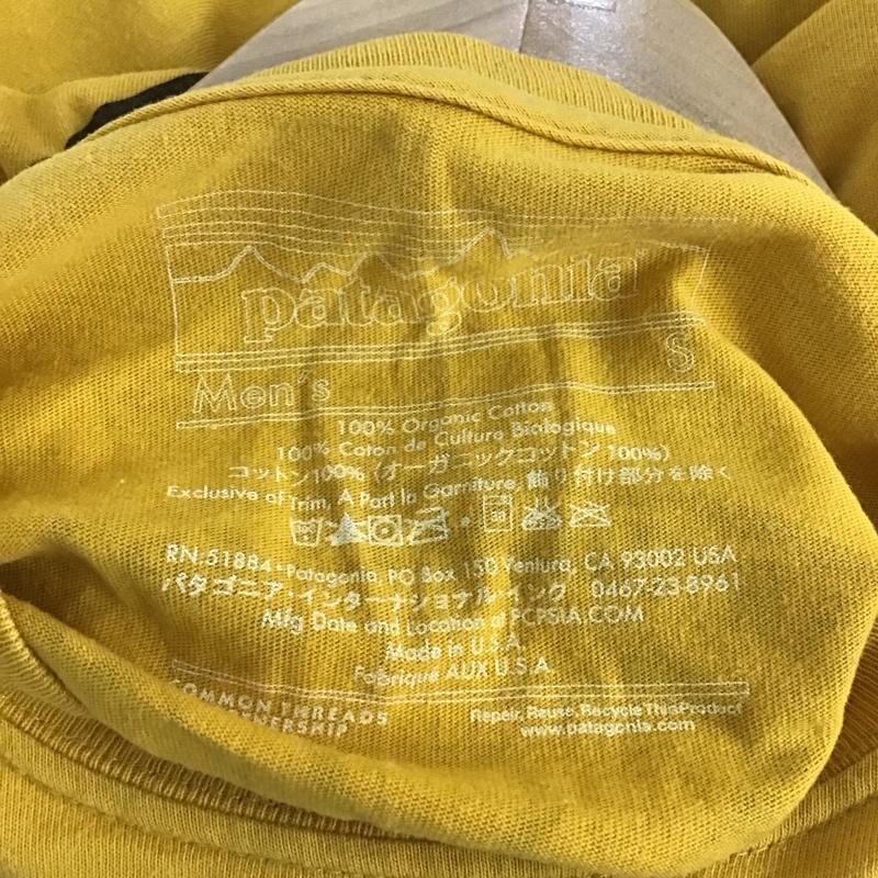 パタゴニア patagonia カットソー 長袖 長袖カットソー プリントカットソー クルーネック S ロゴ、文字 黄 / イエロー / メンズ USED 古着 中古 10130468