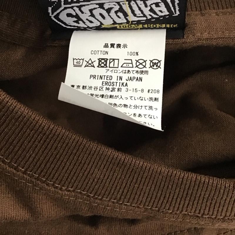 エロスティカ EROSTiKA Tシャツ 半袖 クルーネック コットン XL プリント 茶 / ブラウン / メンズ USED 古着 中古 10123379