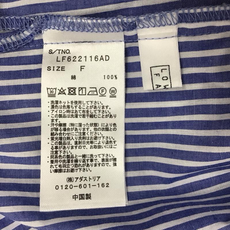 ローリーズファーム LOWRYS FARM シャツ、ブラウス 半袖 LF622116AD オーバーシャツ タグ付き FREE ストライプ 白 / ホワイト / X 青 / ブルー / レディース USED 古着 中古 10112457