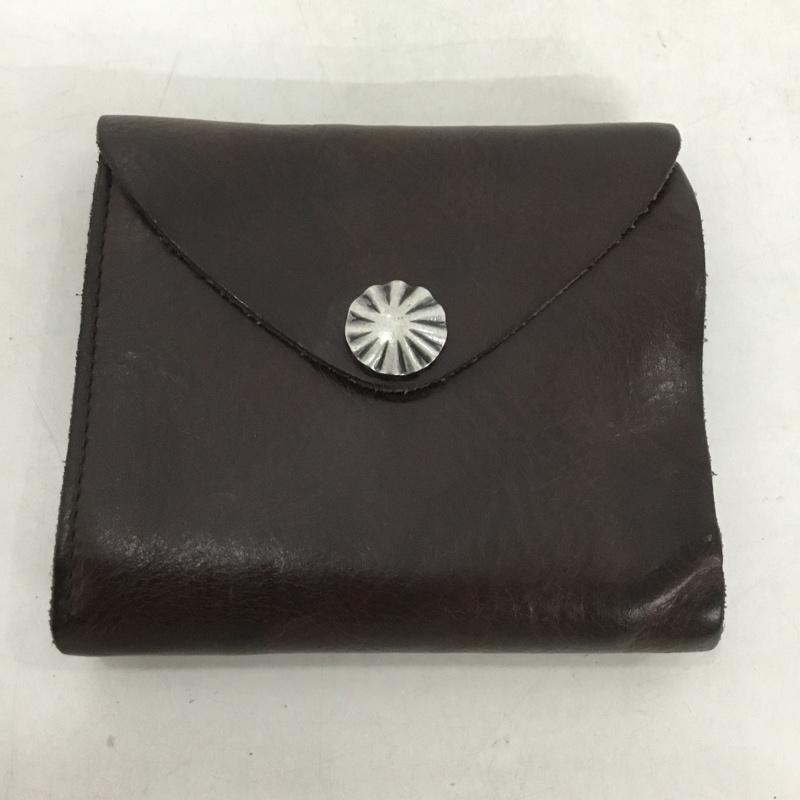ダブルアールエル RRL 財布 二つ折り コンチョ レザーウォレット 箱有 ワンポイント ダークブラウン / ダークブラウン / メンズ USED 古着 中古 10137403