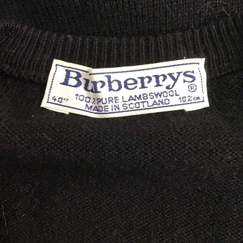 バーバリーズ BURBERRYS ベスト ベスト ニットベスト ノースリーブカットソー プルオーバー 40 ロゴ、文字 黒 / ブラック / メンズ USED 古着 中古 10127482