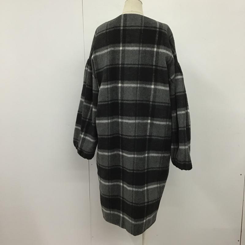 マジェスティックレゴン MAJESTIC LEGON コート コート一般 チェスターコート ロングコート アウター ノーカラージャケット M チェック 白 / ホワイト / X 黒 / ブラック / X 灰 / グレー / レディース USED 古着 中古 10105630