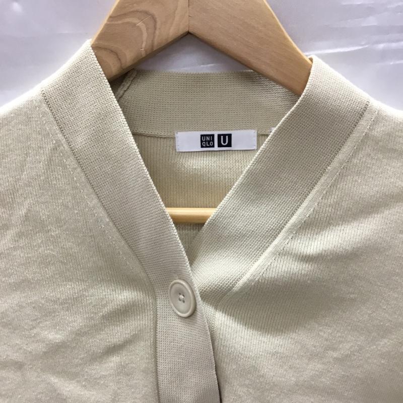 ユニクロ UNIQLO カーディガン 長袖 251-447409 ショートカーディガン 長袖ニットカーディガン 前開カーディガン S 無地 ベージュ / ベージュ / レディース USED 古着 中古 10109996