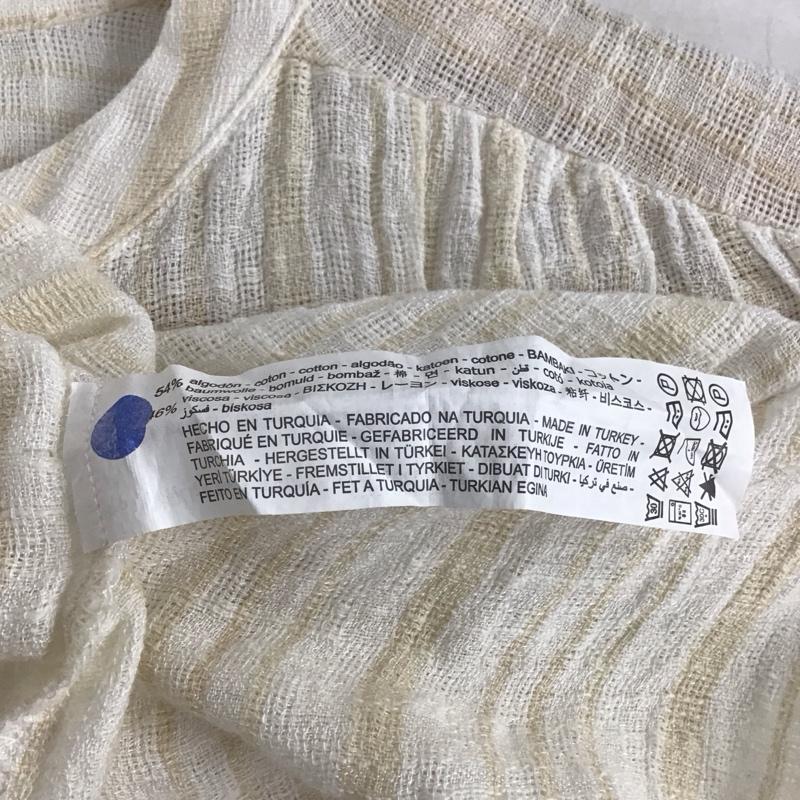 ザラ ZARA シャツ、ブラウス 長袖 M ストライプ 白 / ホワイト / X ベージュ / ベージュ / レディース USED 古着 中古 10148785