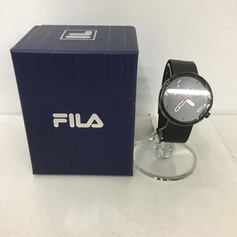 フィラ FILA 腕時計 アナログ(クォーツ式) 38-161-202 箱有 ロゴ、文字 黒 / ブラック / レディース USED 古着 中古 10134424
