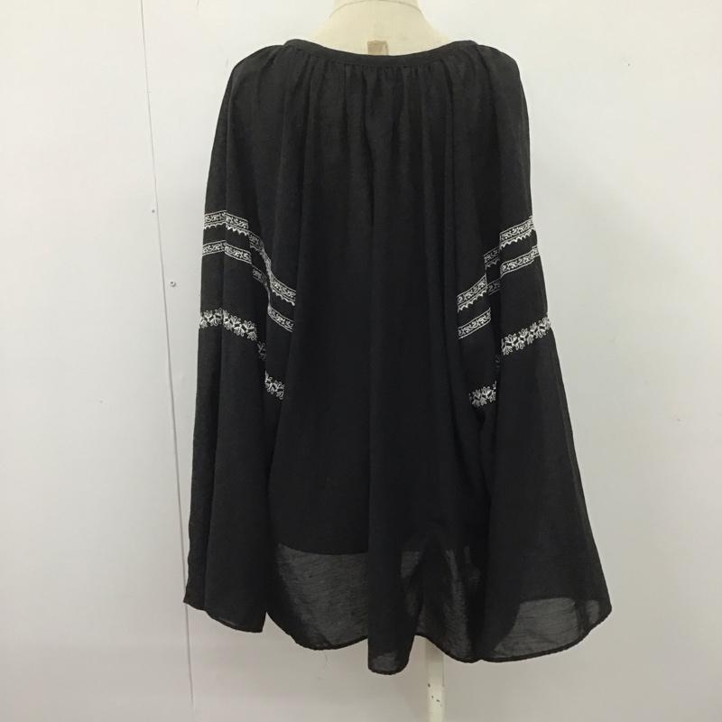 ジーナシス JEANASIS カットソー 長袖 FREE 刺繍 黒 / ブラック /  レディース USED 古着 中古 10106690