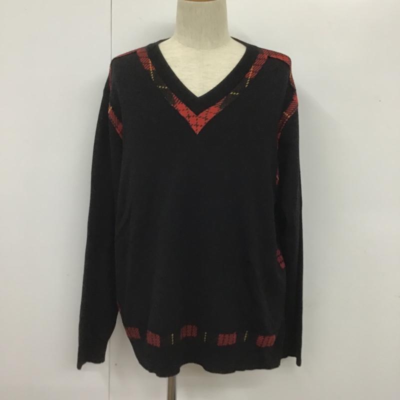 フレッドペリー FRED PERRY ニット、セーター 長袖 Vネック 42 黒 / ブラック / メンズ USED 古着 中古 10106063