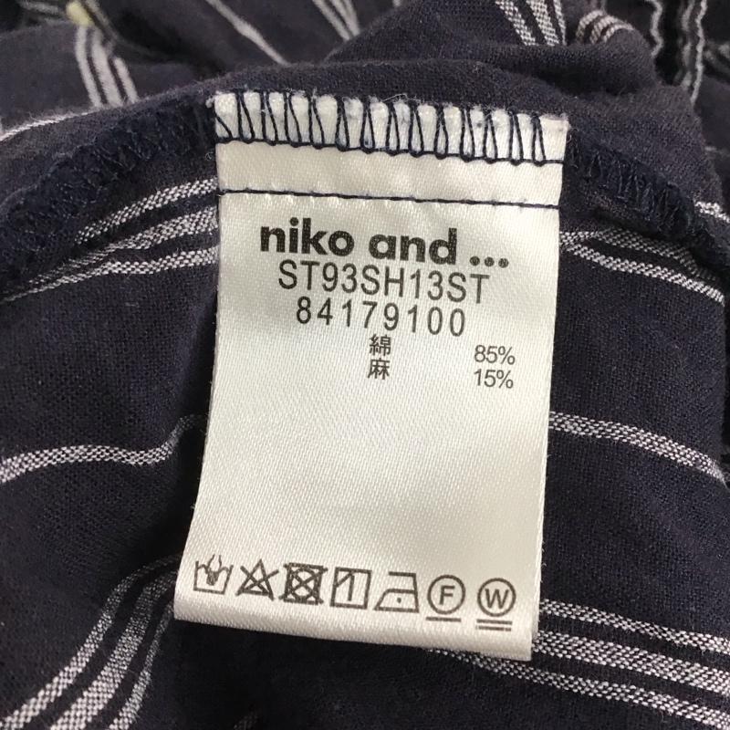 ニコアンド niko and... ワンピース ロングスカート ST93SH13ST バンドカラー シャツワンピース 七分袖 3 ストライプ 紺 / ネイビー / レディース USED 古着 中古 10133443