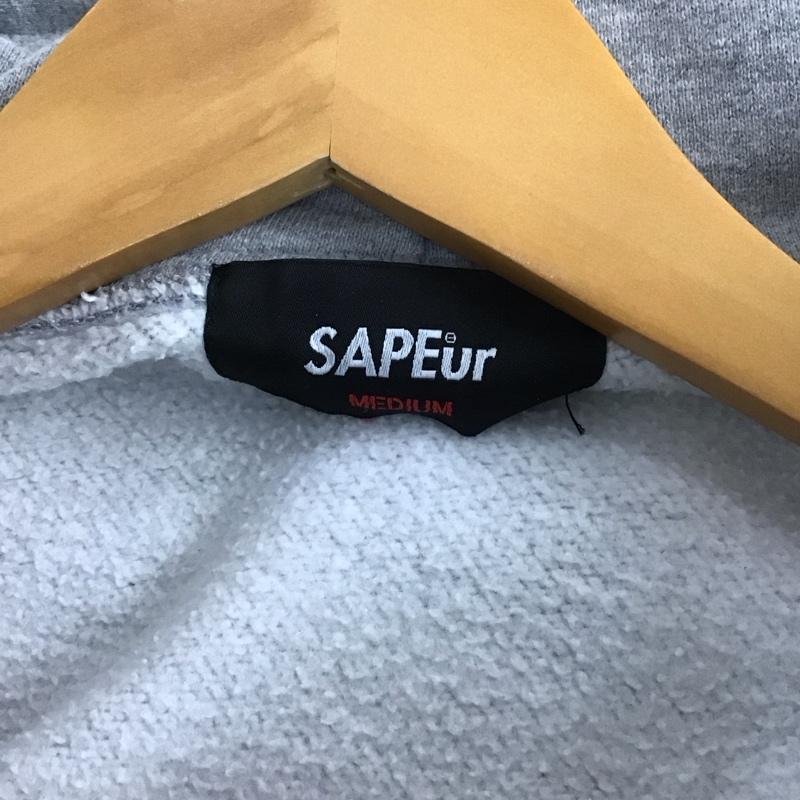 サプール SAPEur パーカー 長袖 ジップパーカー M ロゴ、文字 X プリント 灰 / グレー / メンズ USED 古着 中古 10137987