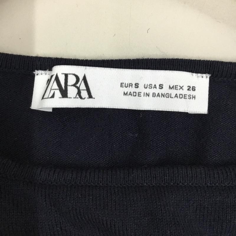 ザラ ZARA ニット、セーター 長袖 S ボーダー柄 紺 / ネイビー / X ベージュ / ベージュ / レディース USED 古着 中古 10121962