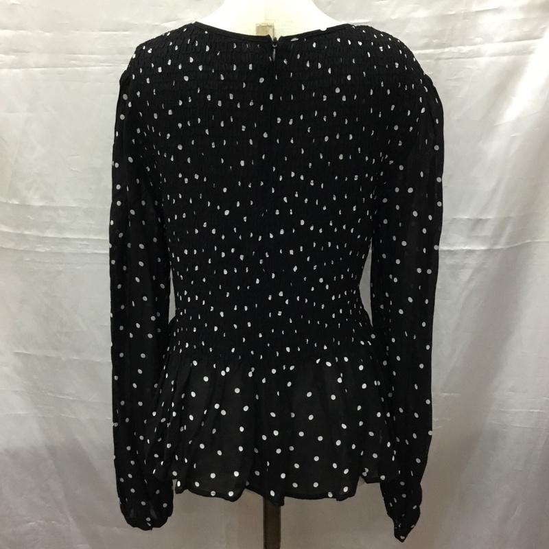 ザラ ZARA カットソー 長袖 長袖カットソー クルーネックカットソー ロングスリーブカットソー シャツカットソー S ドット 黒 / ブラック / レディース USED 古着 中古 10115792
