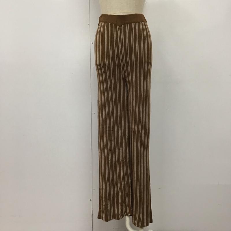 フォルクシー forksy. セットアップ セットアップ FOot373 透かし編み ニットベスト ニットパンツ FREE ストライプ 茶 / ブラウン / X 白 / ホワイト / レディース USED 古着 中古 10117361