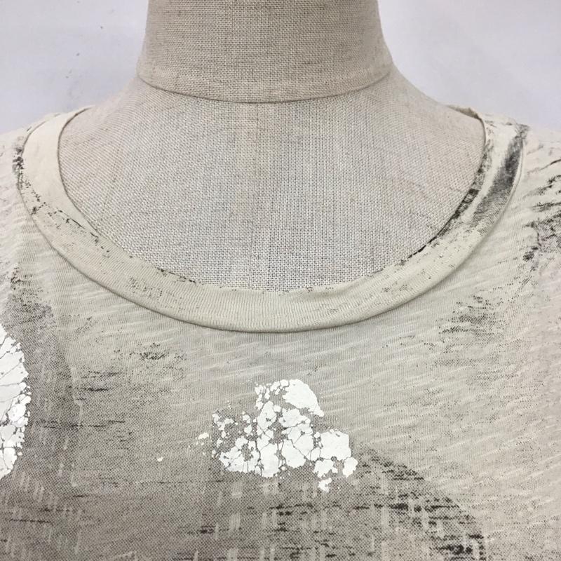 ディーゼル DIESEL Tシャツ 半袖 フレンチスリーブ XS 総柄 ベージュ / ベージュ / X 黒 / ブラック / レディース USED 古着 中古 10114460