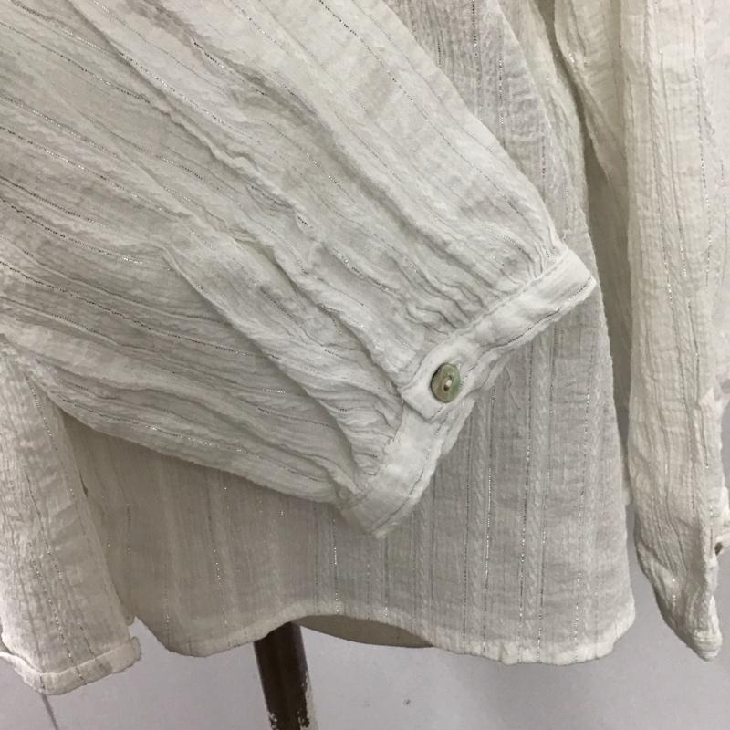 ザラ ZARA シャツ、ブラウス 長袖 8741 028 250 ラメ スタンドカラー L 無地 白 / ホワイト / レディース USED 古着 中古 10122022