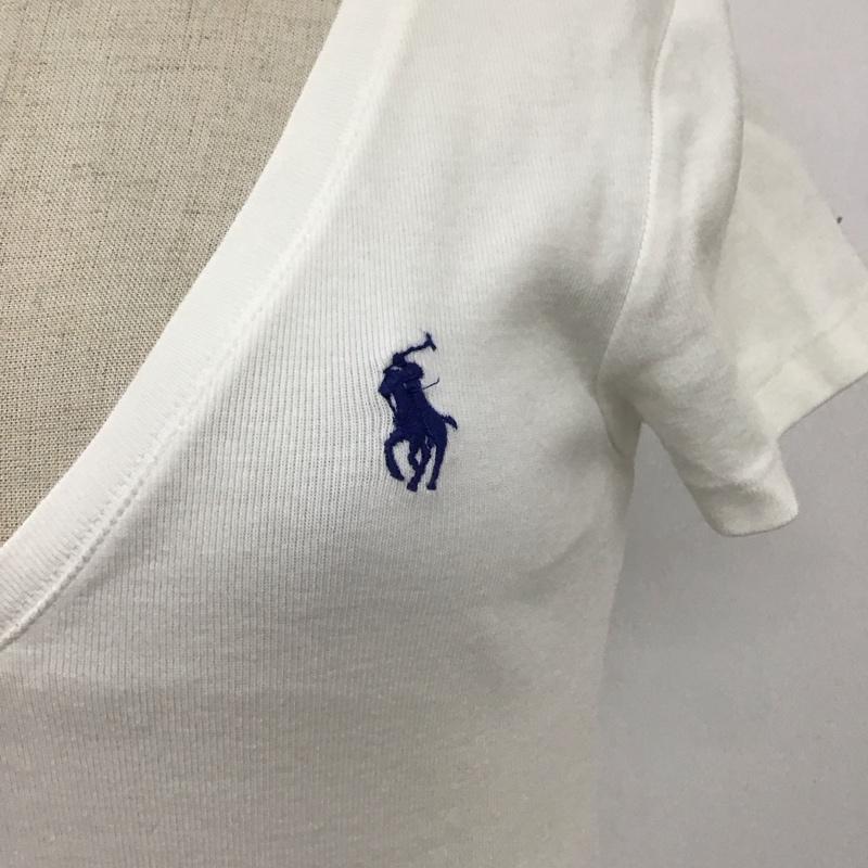 ポロラルフローレン POLO RALPH LAUREN Tシャツ 半袖 半袖カットソー プリントTシャツ Vネックカットソー XS ロゴ、文字 白 / ホワイト / レディース USED 古着 中古 10115970