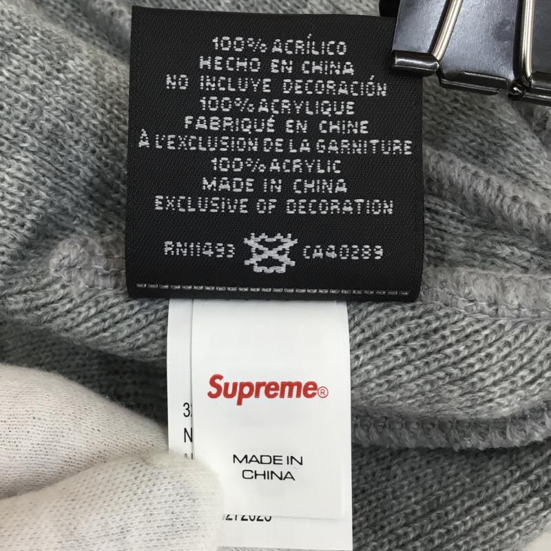 ニューエラ NEW ERA 帽子 ニット帽 supreme box logo beanie カモ ロゴ、文字 灰 / グレー / メンズ USED 古着 中古 10138068