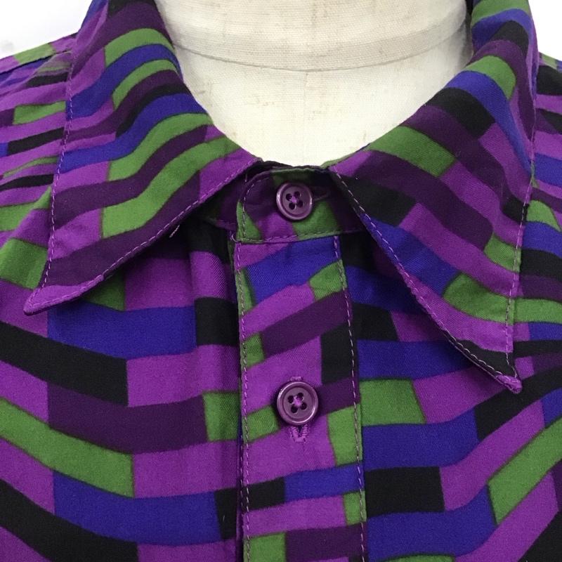 古着 USED カットソー 長袖 長袖シャツ カラーシャツ ポケットシャツ 長袖カットソー 柄シャツ 総柄 マルチカラー / マルチカラー /  メンズ USED 古着 中古 10112720