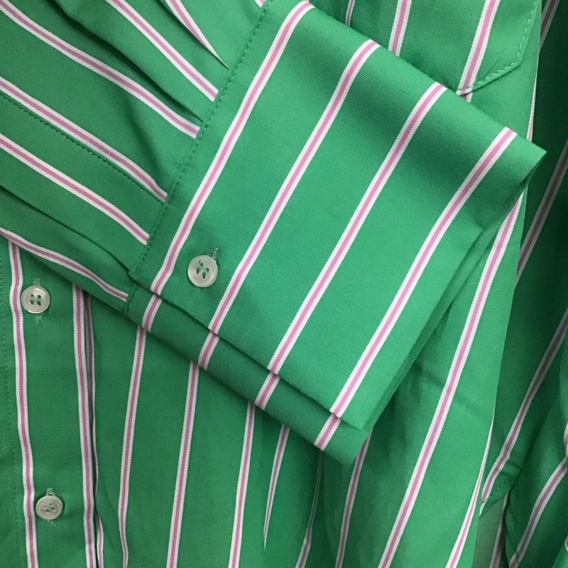 ザラ ZARA シャツ、ブラウス 長袖 3666 165 131 オーバーサイズ XS ストライプ 緑 / グリーン / X 白 / ホワイト / X 桃 / ピンク / レディース USED 古着 中古 10131306