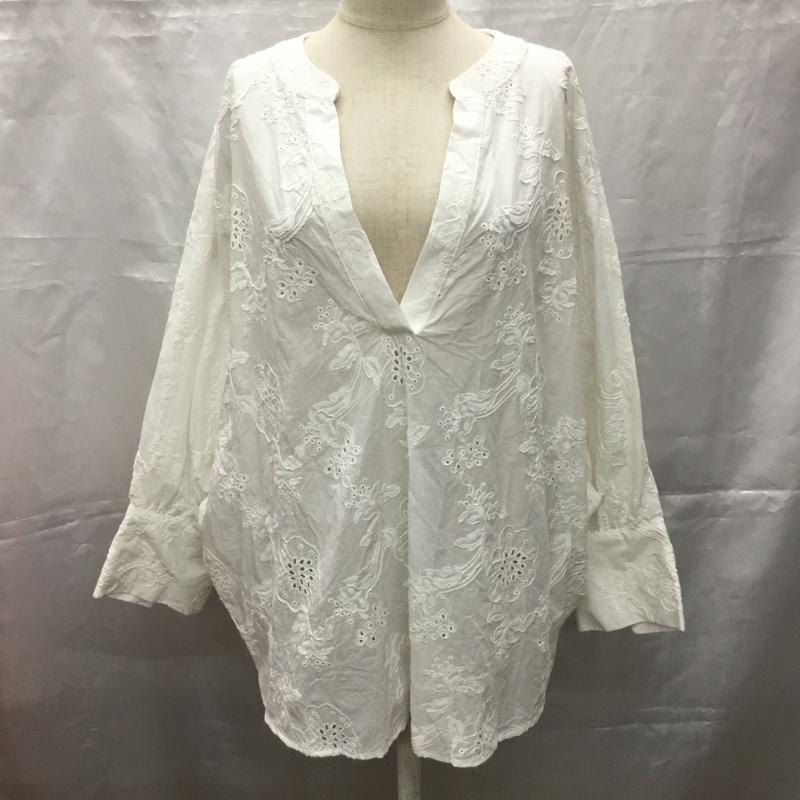 ザラ ZARA カットソー 長袖 3200 995 250 ドルマンスリーブ スキッパー M 刺繍 白 / ホワイト /  レディース USED 古着 中古 10107441