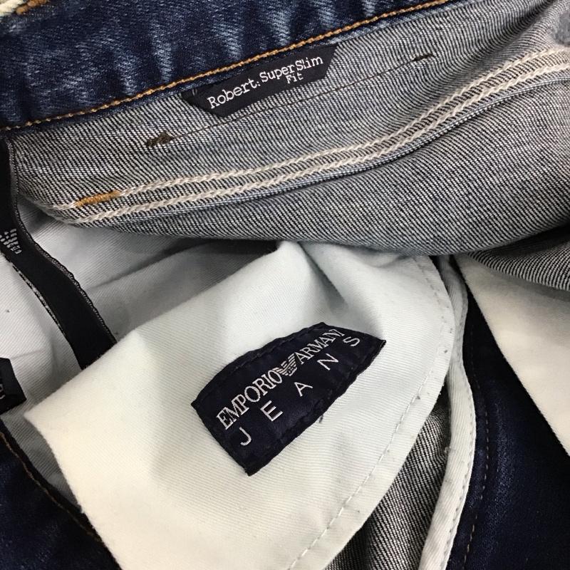 エンポリオアルマーニ EMPORIO ARMANI パンツ デニム、ジーンズ デニムパンツ スリムパンツ カジュアルパンツ ストレッチパンツ 33インチ ダメージ加工 インディゴ / インディゴ / メンズ USED 古着 中古 10136196