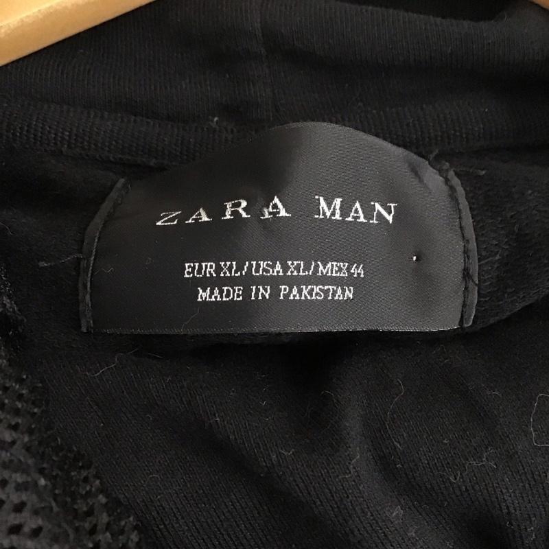 ザラメン ZARA MAN パーカー 半袖 半袖パーカーカットソー プルオーバーパーカー XL 無地 黒 / ブラック / メンズ USED 古着 中古 10130570