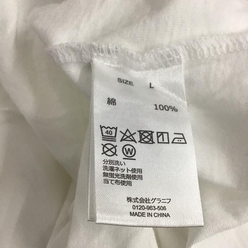 グラニフ graniph Tシャツ 半袖 半袖カットソー プリントTシャツ クルーネックカットソー L プリント 白 / ホワイト / メンズ USED 古着 中古 10149119