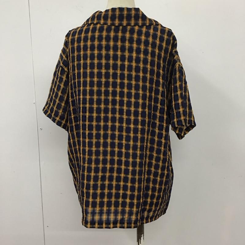 スライ SLY シャツ、ブラウス 半袖 030CSY30-5260 SHEER CHECK SH 開襟シャツ シアー FREE チェック 紺 / ネイビー / X 橙 / オレンジ / X 黒 / ブラック / レディース USED 古着 中古 10107938