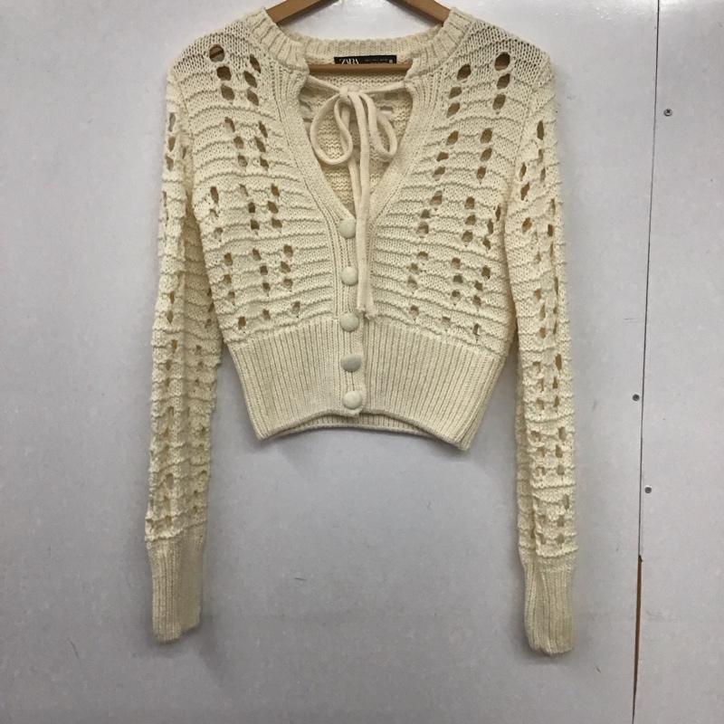 ザラ ZARA カーディガン 長袖 L 無地 白 / ホワイト / レディース USED 古着 中古 10139391