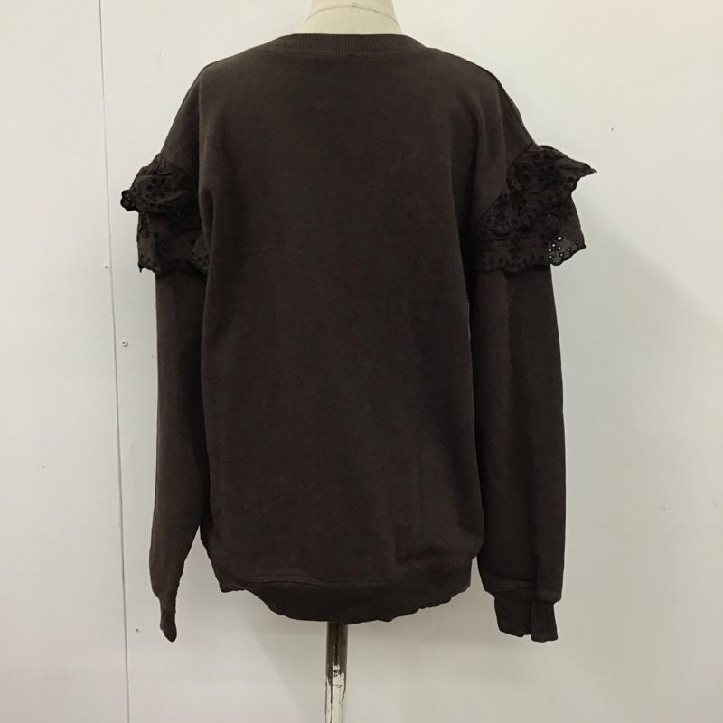 ザラ ZARA トレーナー 長袖 2298 467 716 肩フリル レース スウェット S 無地 ダークブラウン / ダークブラウン / レディース USED 古着 中古 10116309
