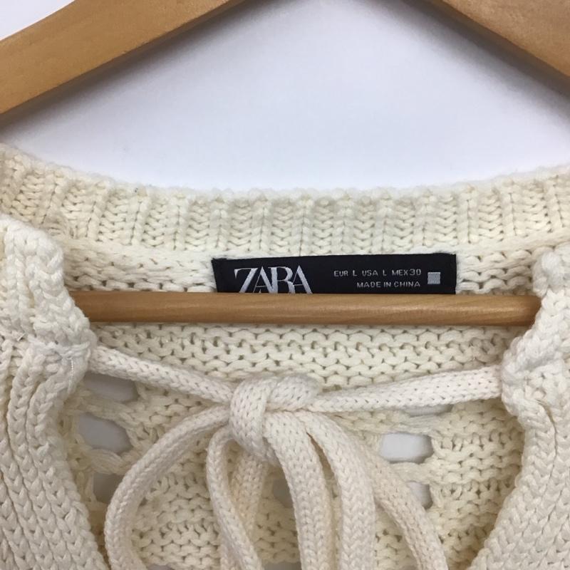 ザラ ZARA カーディガン 長袖 L 無地 白 / ホワイト / レディース USED 古着 中古 10139391