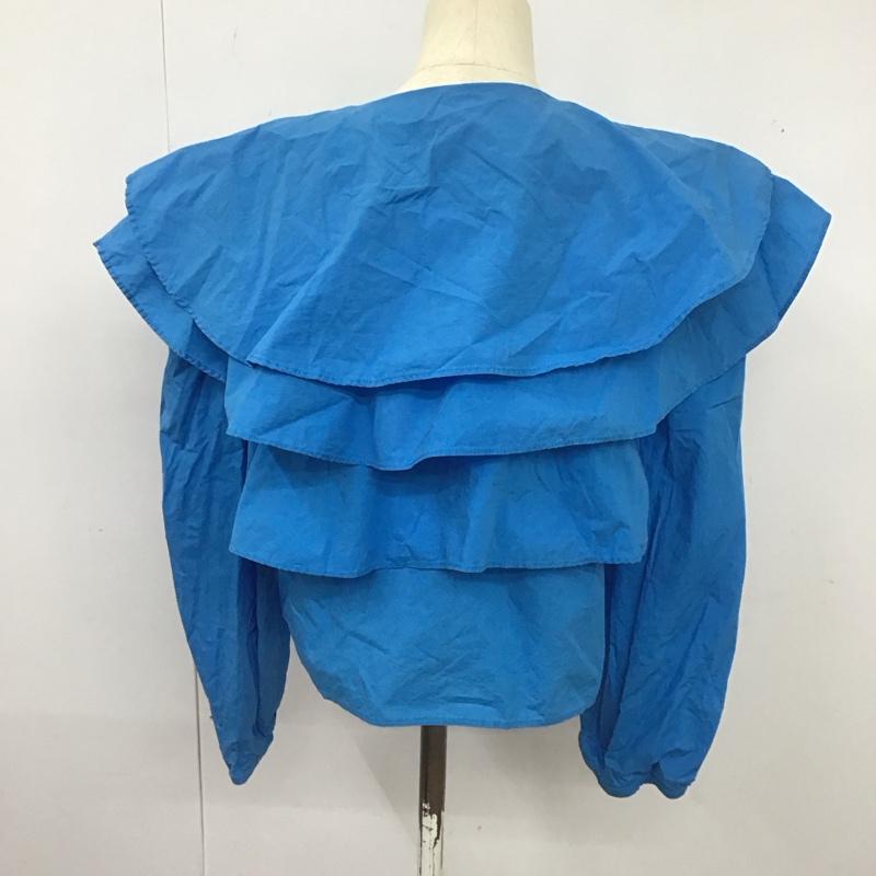 ザラ ZARA シャツ、ブラウス 長袖 長袖シャツ 無地シャツ ノーカラーシャツ フリルシャツ M 無地 青 / ブルー / レディース USED 古着 中古 10127403