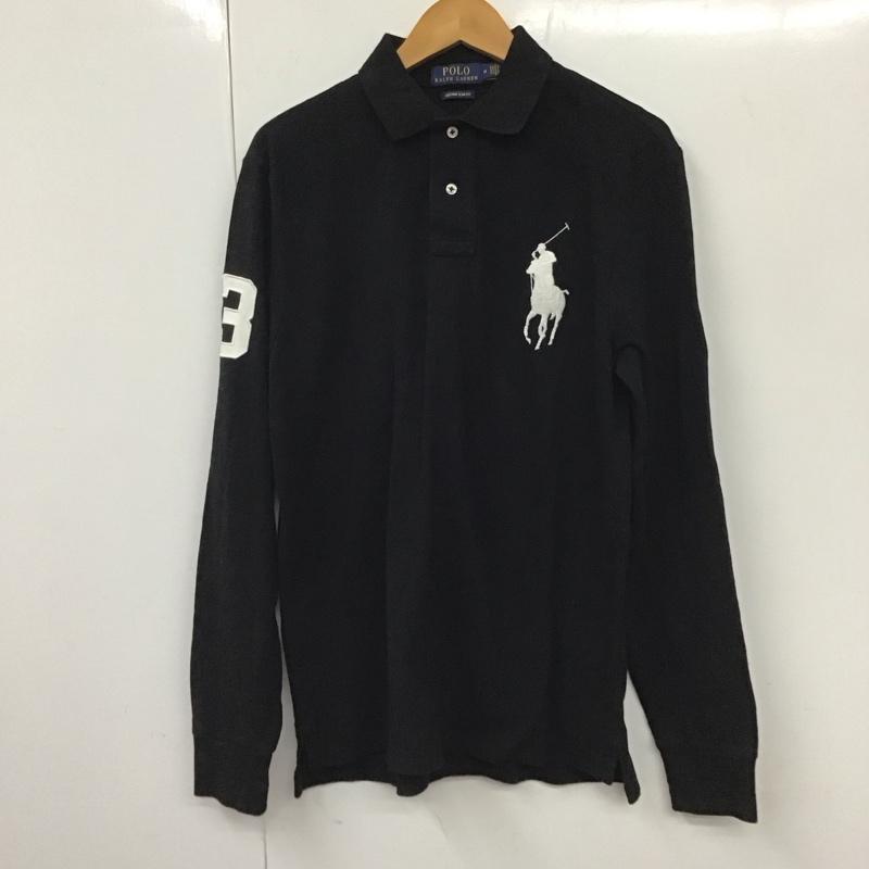 ポロラルフローレン POLO RALPH LAUREN ポロシャツ 長袖 長袖ポロシャツ 長袖カットソー カラーシャツ M ロゴ、文字 黒 / ブラック / メンズ USED 古着 中古 10130736