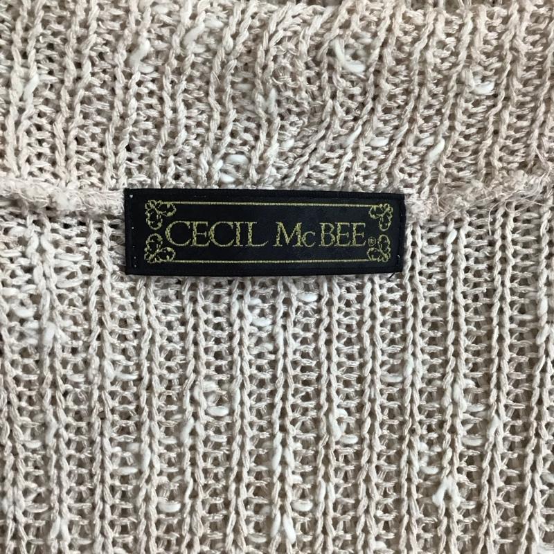 セシルマクビー CECIL McBEE カーディガン 長袖 長袖カーディガン 長袖カットソー ノーカラージャケット 前開カーディガン M 無地 ベージュ / ベージュ / レディース USED 古着 中古 10117881