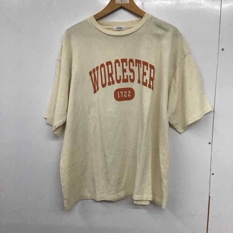 ローリーズファーム LOWRYS FARM Tシャツ 半袖 半袖カットソー プリントTシャツ クルーネックカットソー FREE ロゴ、文字 アイボリー / アイボリー / レディース USED 古着 中古 10136437