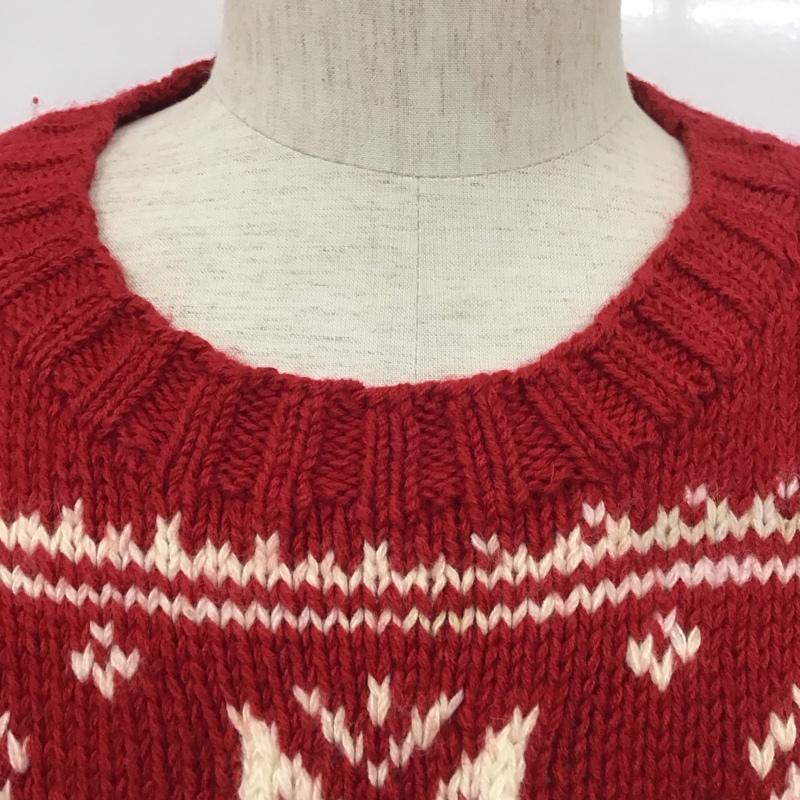 トミーヒルフィガー TOMMY HILFIGER ニット、セーター 長袖 90年代 雪 XS 総柄 赤 / レッド / X アイボリー / アイボリー / メンズ USED 古着 中古 10109934