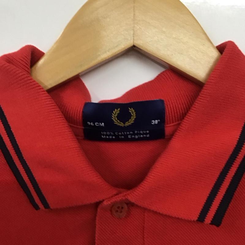 フレッドペリー FRED PERRY ポロシャツ 半袖 半袖ポロシャツ カラーシャツ 半袖カットソー 38 ロゴ、文字 赤 / レッド / メンズ USED 古着 中古 10136151