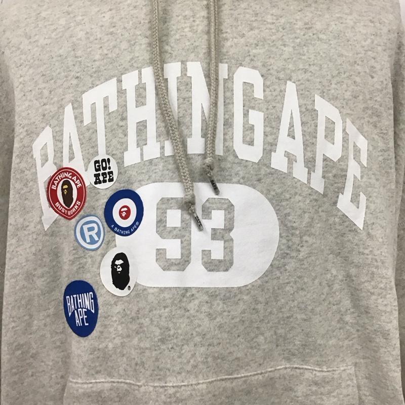 アベイシングエイプ A BATHING APE パーカー 長袖 長袖パーカー フード付きパーカー プリントスウェット トレーナー XL プリント 灰 / グレー /  メンズ USED 古着 中古 10124770