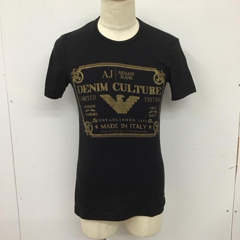 アルマーニジーンズ ARMANI JEANS Tシャツ 半袖 半袖カットソー プリントTシャツ クルーネックカットソー S プリント 黒 / ブラック / メンズ USED 古着 中古 10113740