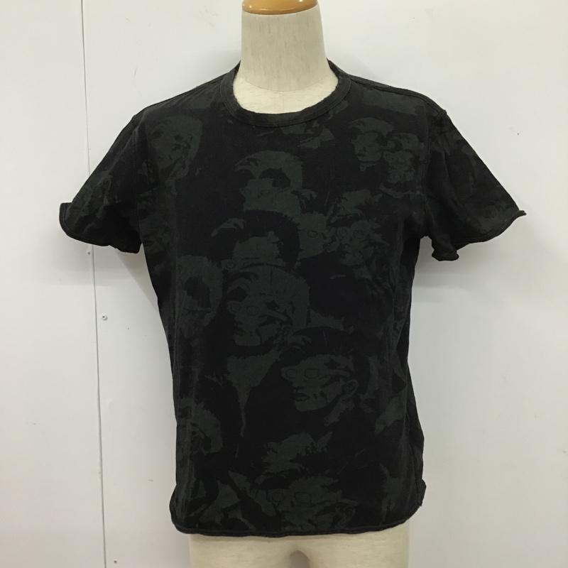 ディーゼル DIESEL Tシャツ 半袖 半袖カットソー プリントTシャツ クルーネックカットソー L 総柄 黒 / ブラック / X カーキ / カーキ / メンズ USED 古着 中古 10105578